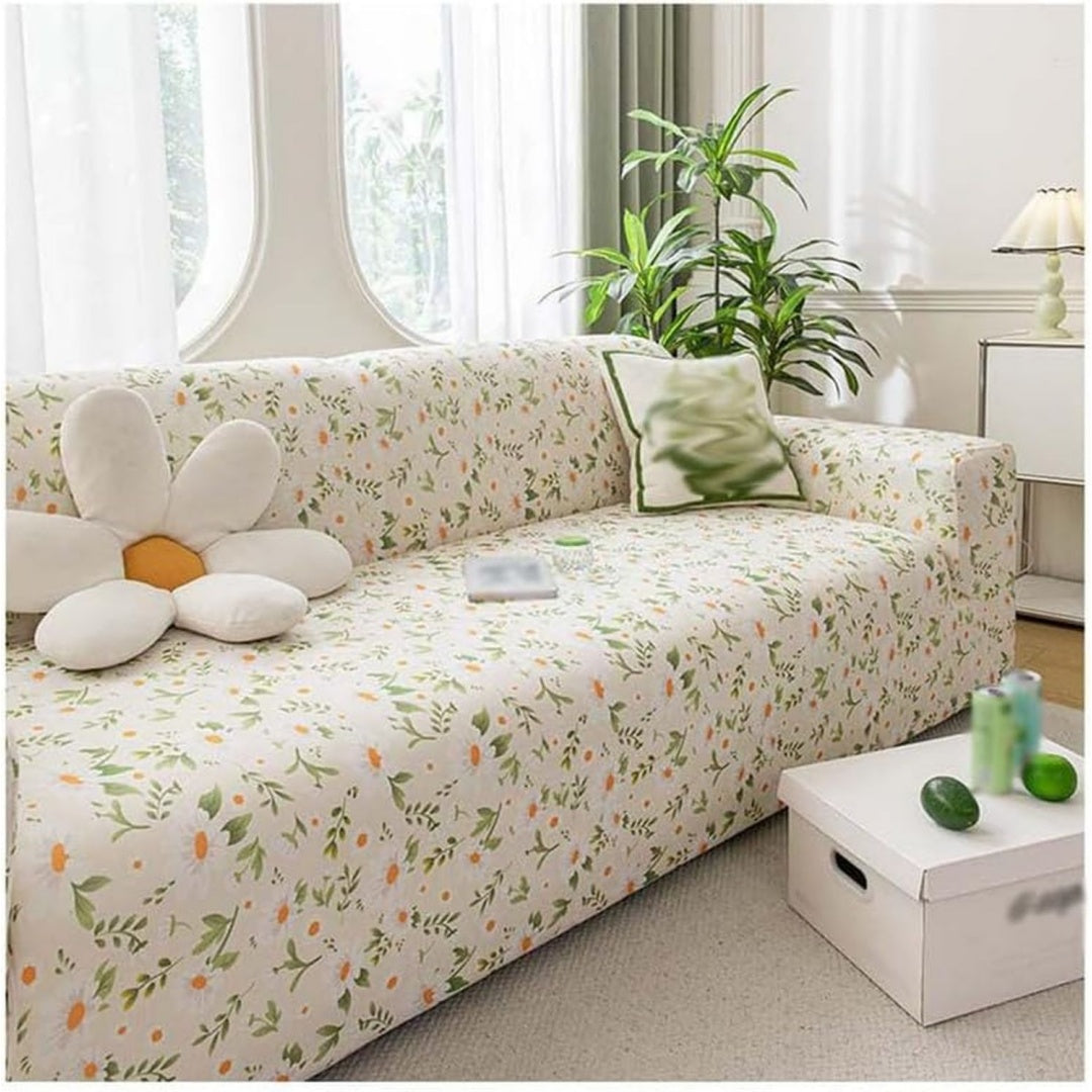 Divano da soggiorno Copridivano Tessuto Silk,Motivo Floreale,Copri Divano nero