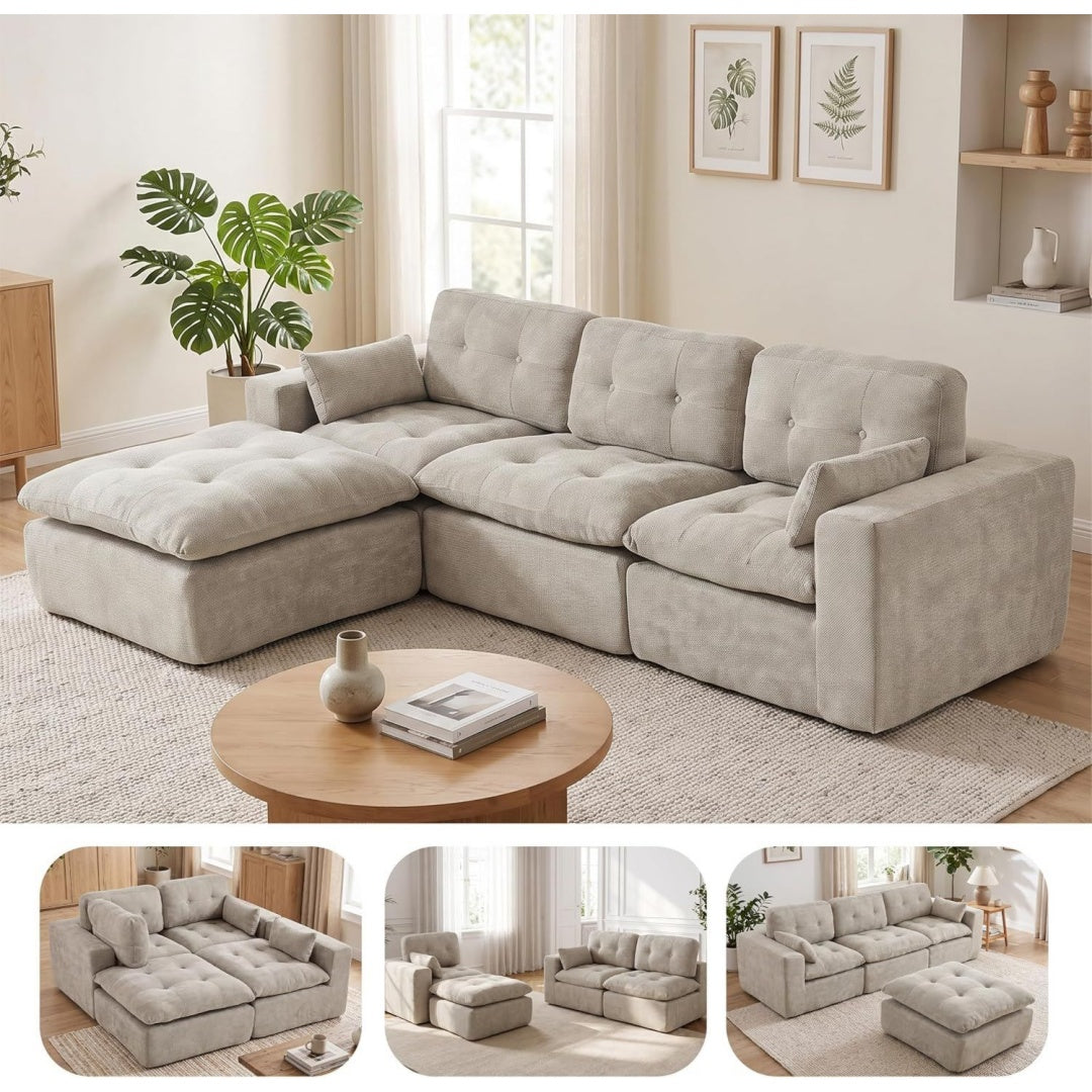Divano confortevole rivestimento in tessuto stile scandinavo grigio chiaro