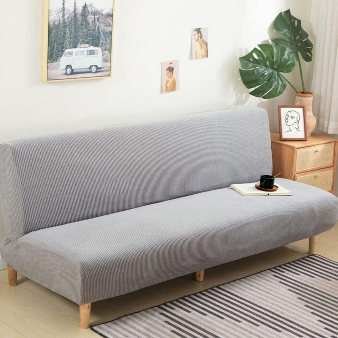 Seduta imbottita Copridivano elasticizzato senza braccioli peluche grigio