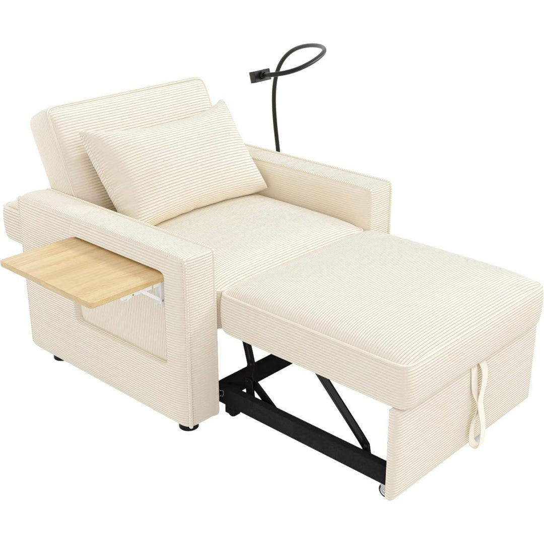 Tavolino laterale regolabile pieghevole beige