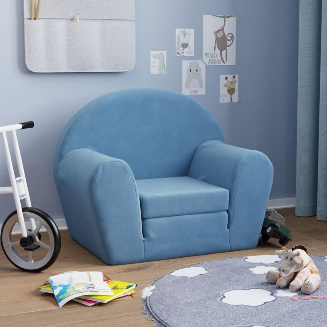 Seduta imbottita con braccioli blu