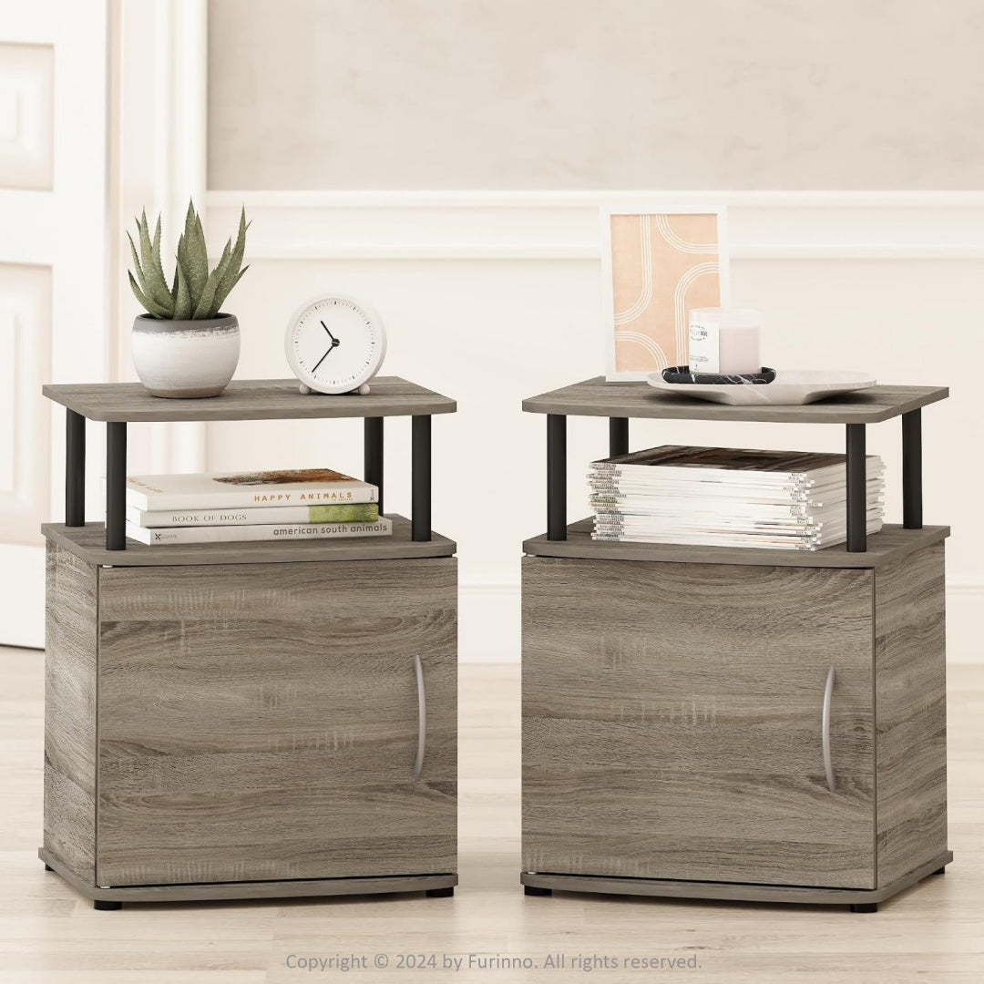 Tavolino laterale con cassetti rovere
