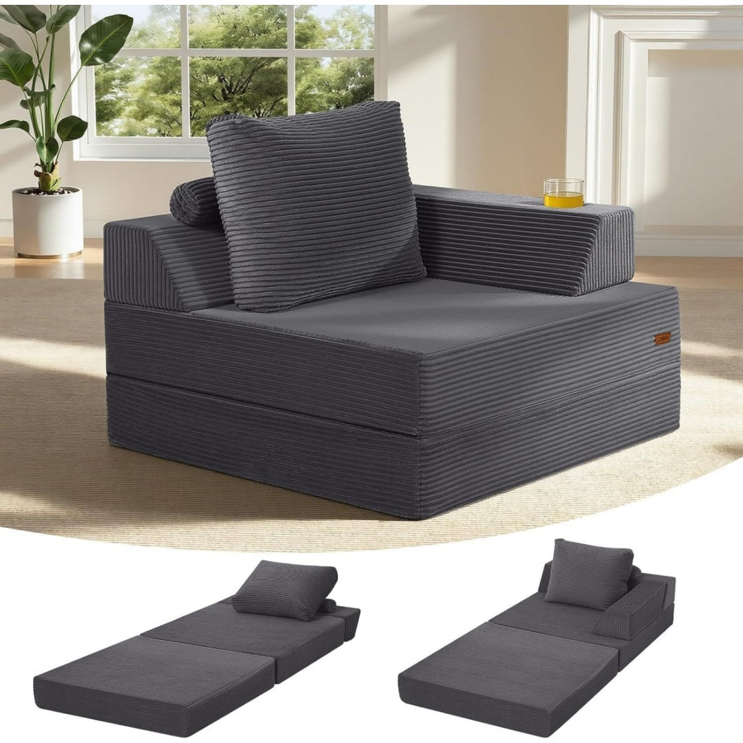 Divano confortevole grigio regolabile con braccioli