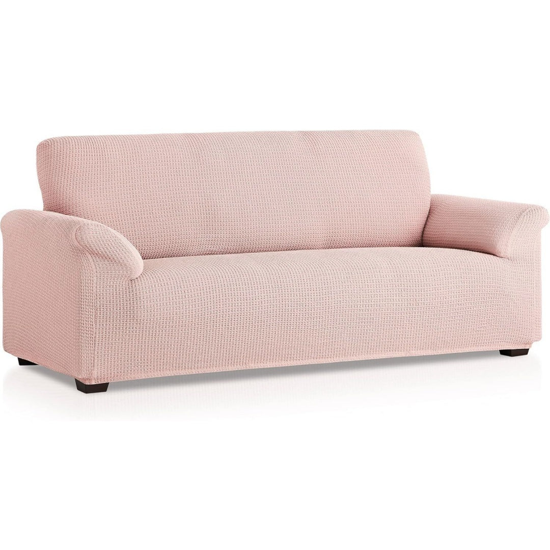 Divano da soggiorno con braccioli rivestimento in tessuto rosa